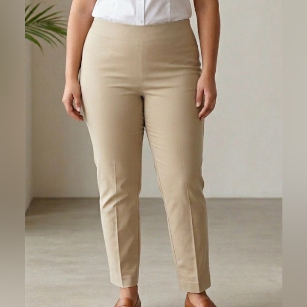 J. Jill Stretch Khaki Flat Front‎ Cropped Pants 16 Petite
